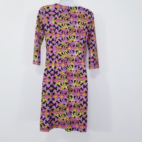 Jude Connally Geometric Abstract Multi Colored Psychedelic Sheath Dress Funky - Picture 3 of 10